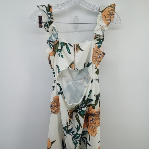 NWOT Anthropologie zhu Tropical Floral Orange Leaves Slit Flowy Dress S - Picture 15 of 16